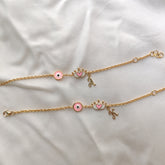 Royal Charm Evil Eye Bracelet – Personalized Initial 2.8 Grams, 18KT Gold